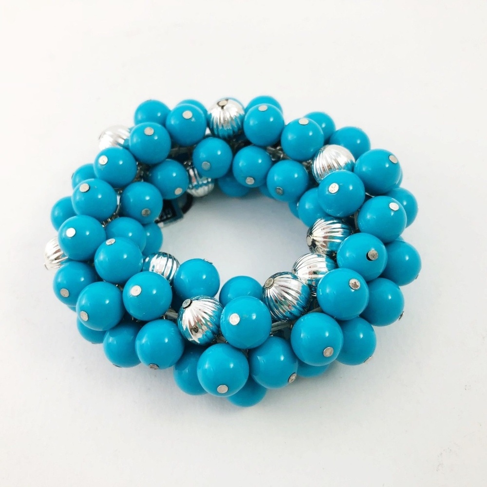 Vintage Lucite Chunky Bead Stretchy Bracelet 70s